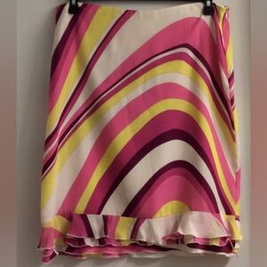 Escada Skirt '70s Swirl 100% Silk/Poly Lining Vintage Women's Size 40/US10